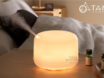 Máy khuếch tán tinh dầu Trụ lùn trắng phun khói siêu âm [Tặng tinh dầu] MKTTD-24